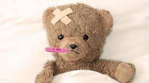 teddy bear with plaster unwell